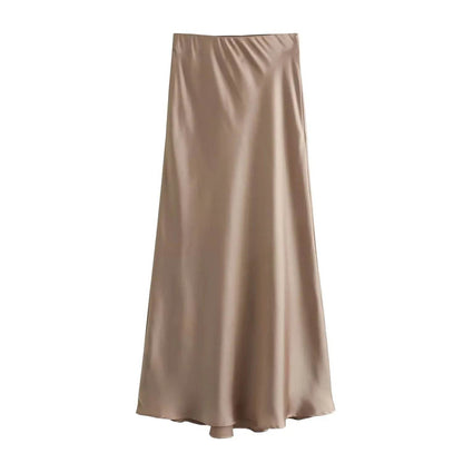 Ladies' Satin Midi Skirt - Solstik