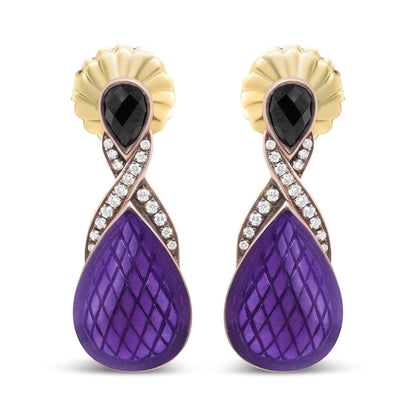 18K Rose Gold Sterling Silver & Black Onyx Earrings - Solstik