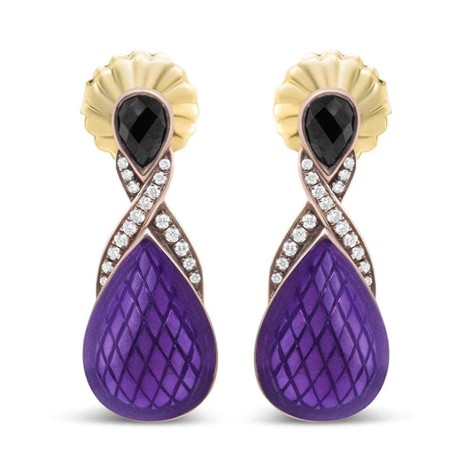 18K Rose Gold Sterling Silver & Black Onyx Earrings - Solstik