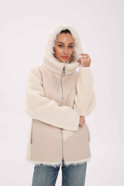 Pre-Order. Re-Stock Ships October 15. ⇆ Reversible Hooded Wool Blend Jacket