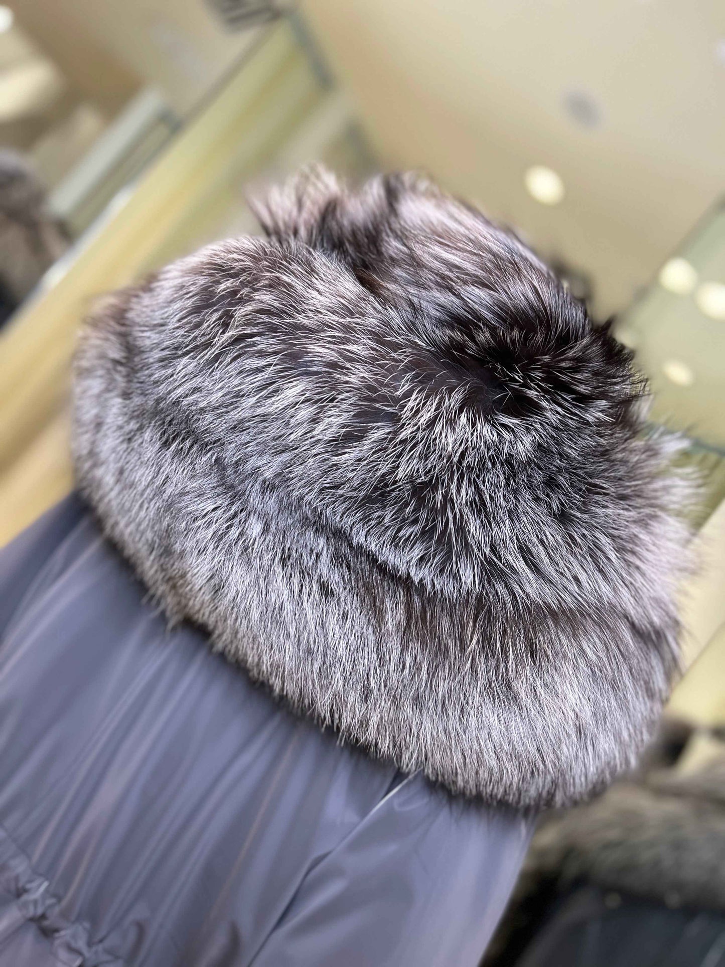 Genuine Silver Fox Fully Lined Hood Rabbit Insulated Parka