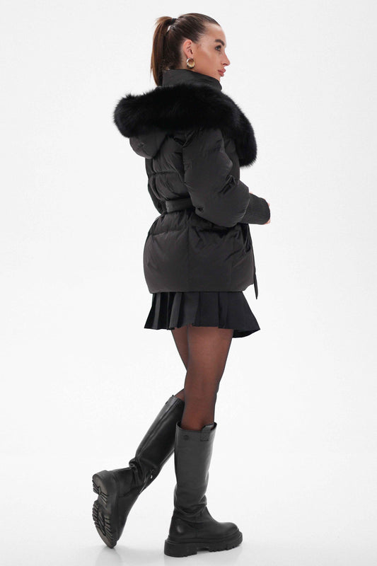 Pre-Order. Re-Stock Ships October 20. Amanda Genuine Fur Trim Down Fill Coat