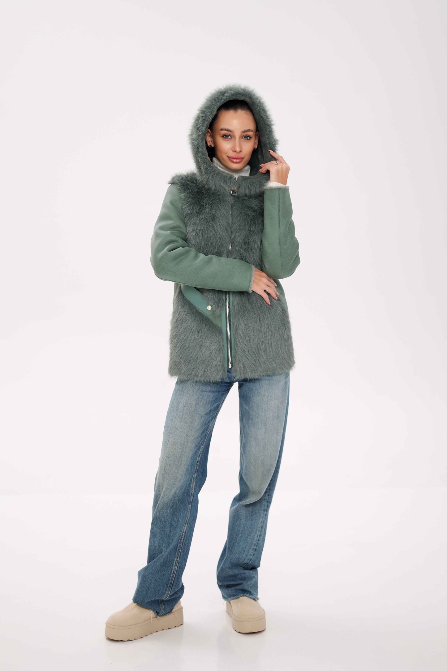 ⇆ Reversible Hooded Wool Blend Jacket