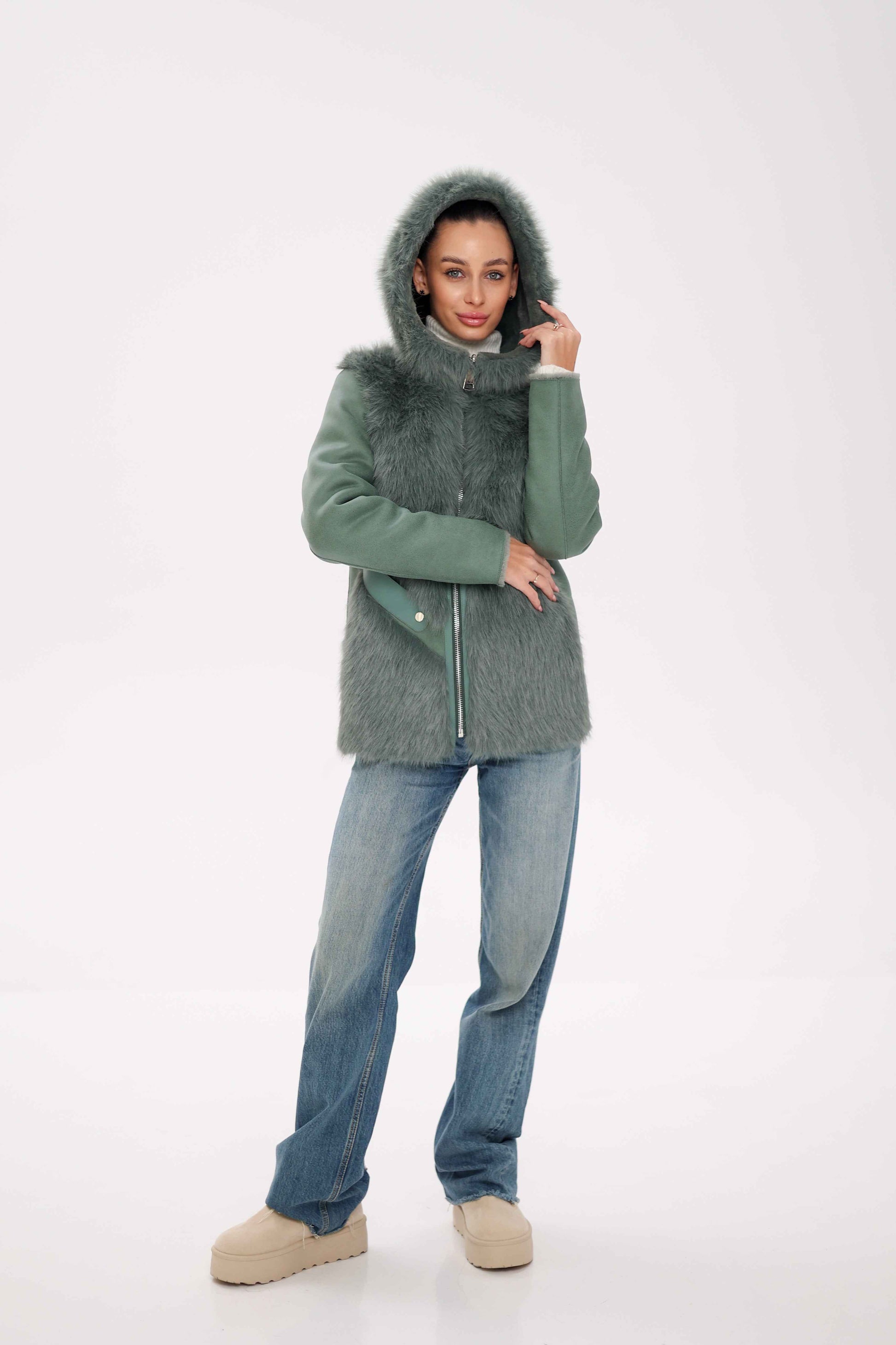 ⇆ Reversible Hooded Wool Blend Jacket