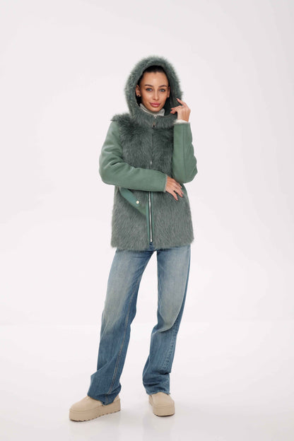 ⇆ Reversible Hooded Wool Blend Jacket
