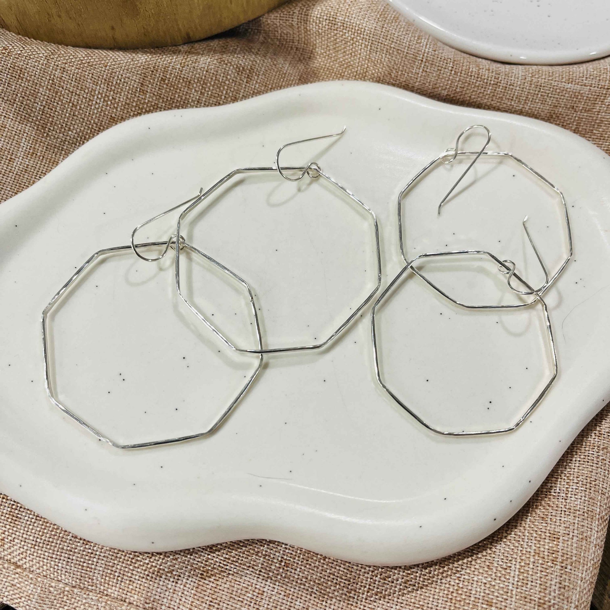SILVER OCTAGON HOOPS