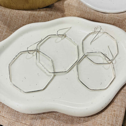 SILVER OCTAGON HOOPS