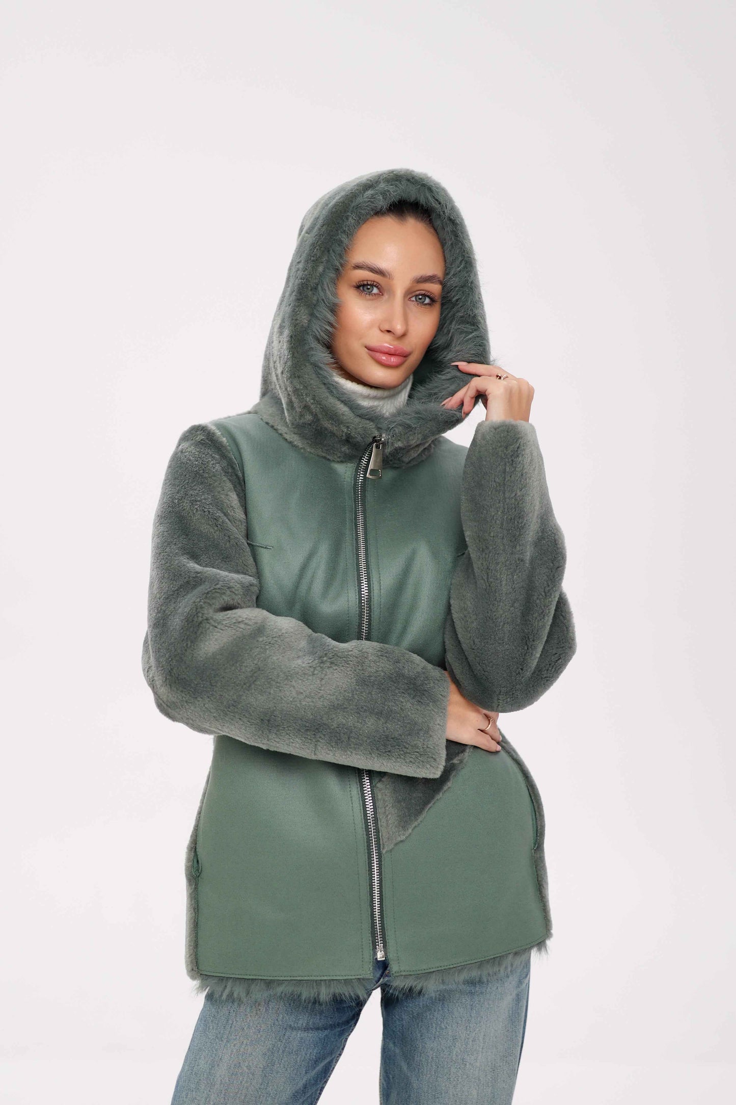 ⇆ Reversible Hooded Wool Blend Jacket