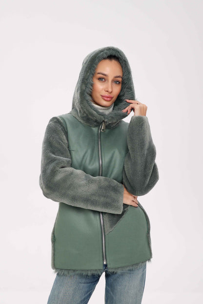 ⇆ Reversible Hooded Wool Blend Jacket