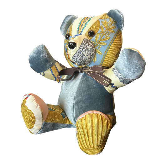 Qu’Importe le Flacon Vintage Silk Scarf Patchwork Teddy Bear - Solstik