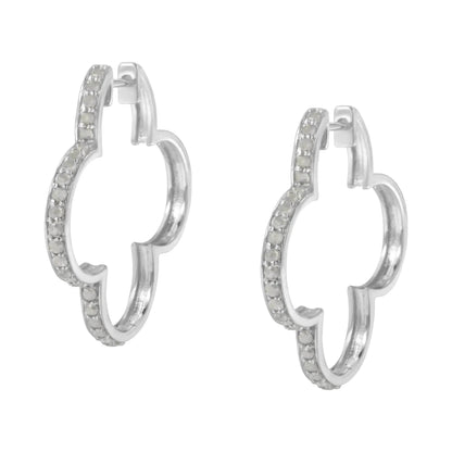 .925 Silver Diamond Clover Hoop Earrings - Solstik