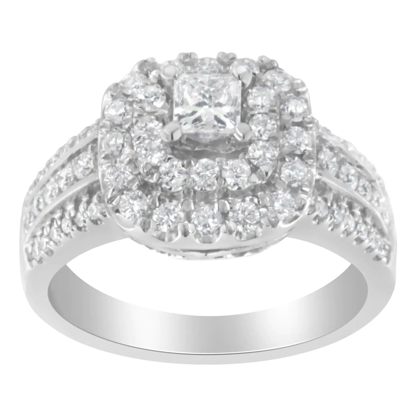 14KT White Gold Luxe Diamond Halo Ring (1ct Total) - Solstik