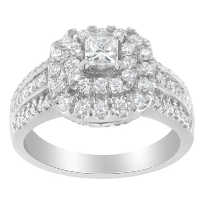 14KT White Gold Luxe Diamond Halo Ring (1ct Total) - Solstik