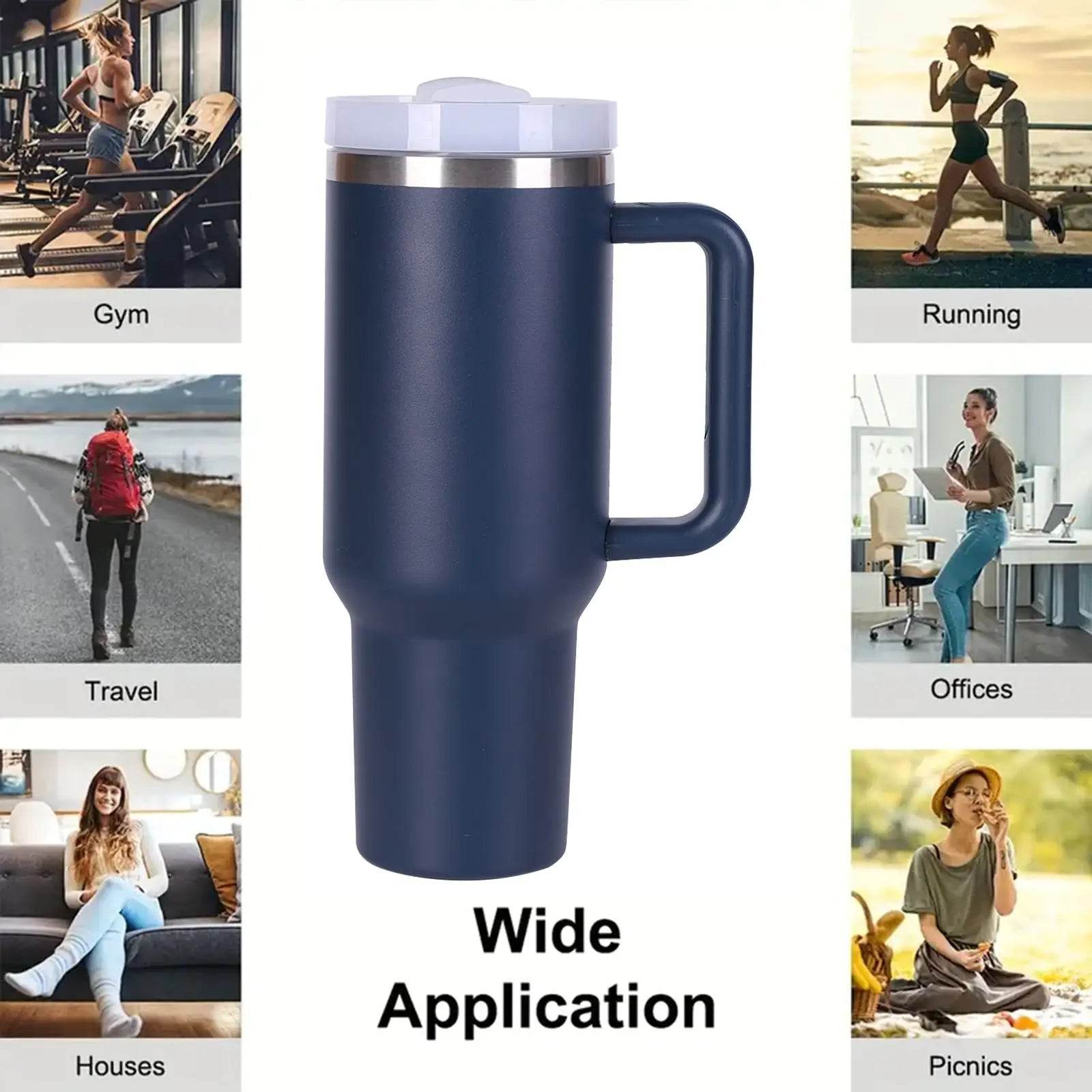 40oz V2 large capacity tumbler, With Handle And Straw Lid, Insulated Reusable Stainless Steel Water Bottles Travel Mug Coffee Cup car cup water cup For Men Women Outdoor Camping Driving, gift - Solstik