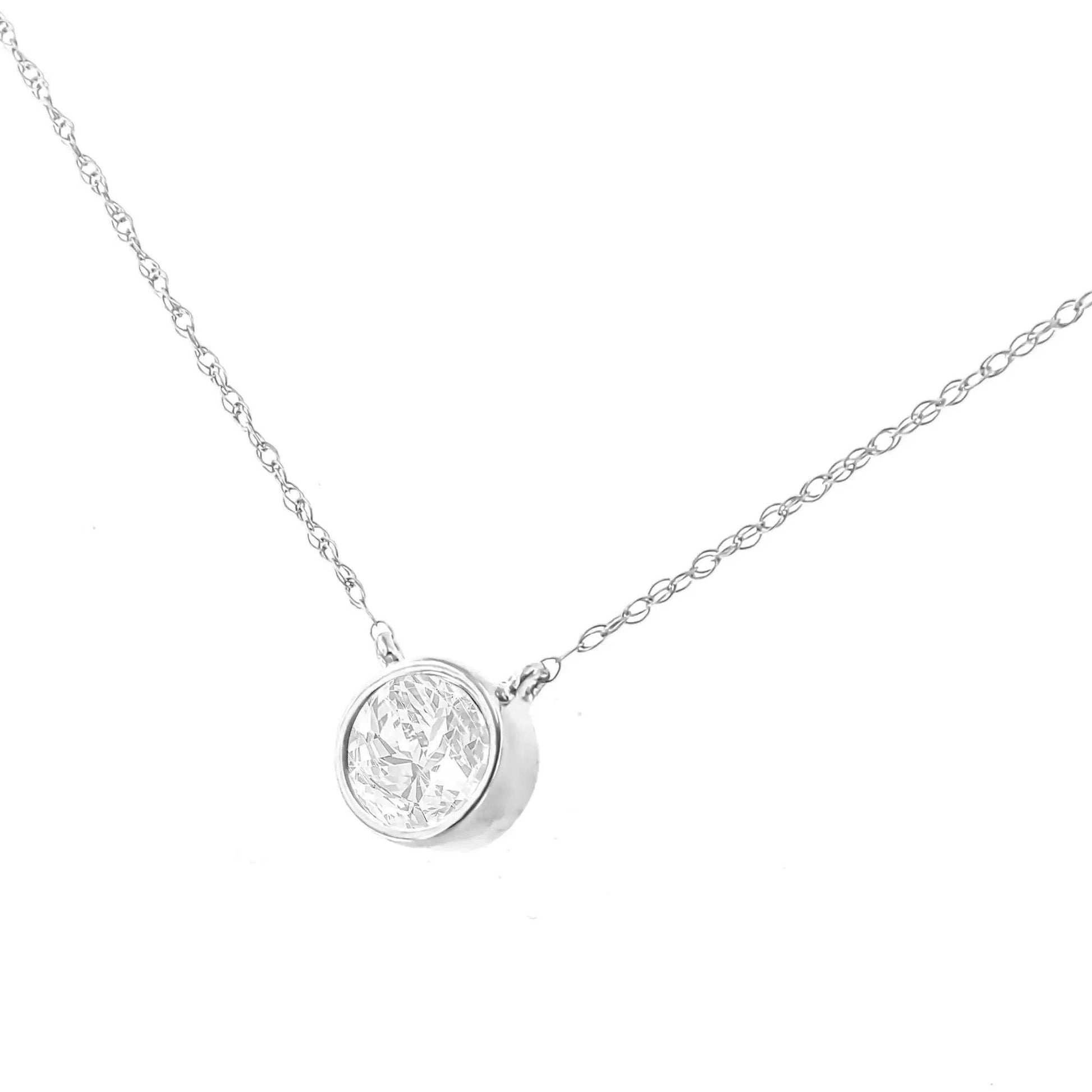 AGS 10K Gold Round Diamond Solitaire Pendant Necklace - Solstik