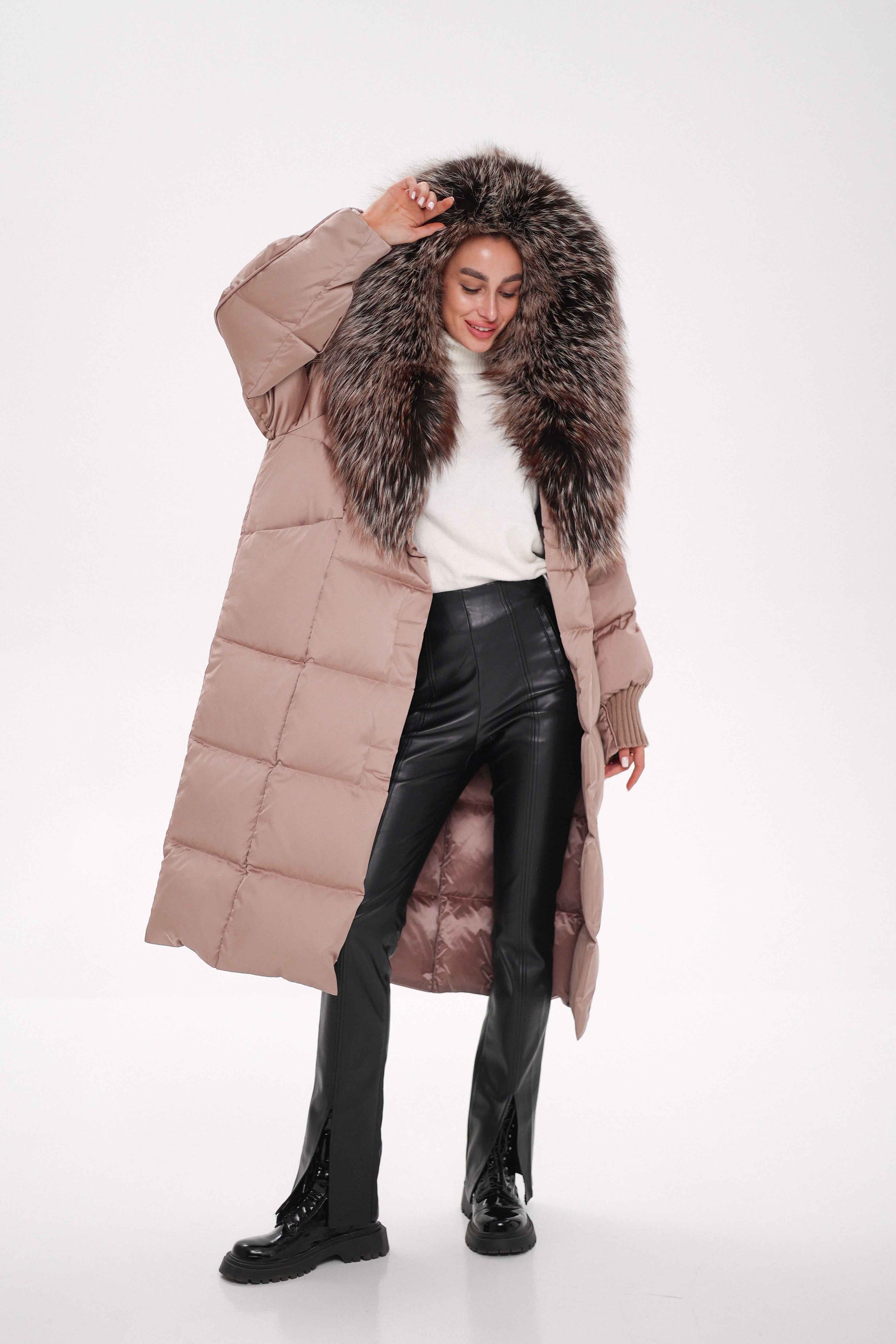 Rei Silver Fox Fully Lined Hood Down Coat in Blush