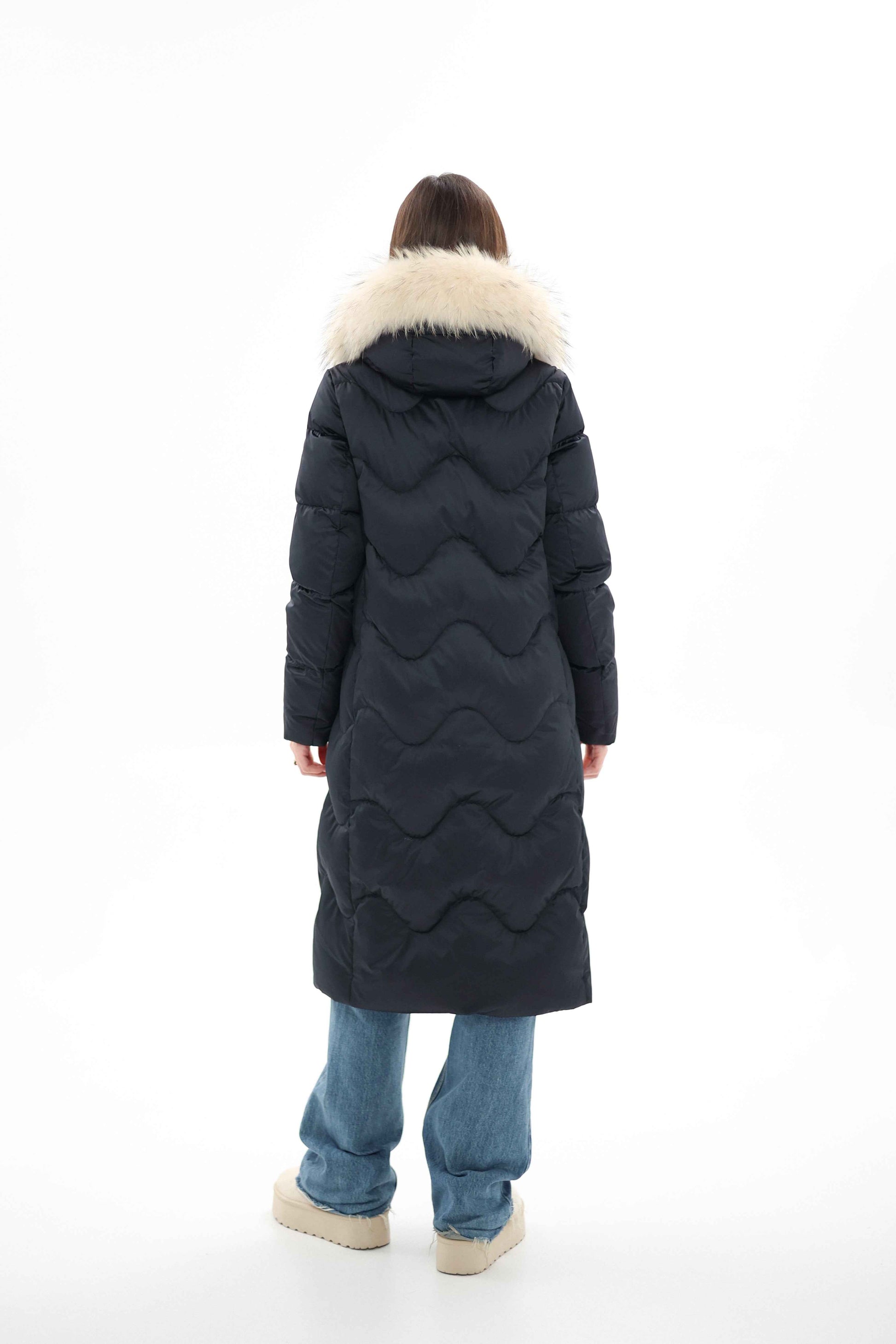 Genuine Fur Trim Down Fill Coat