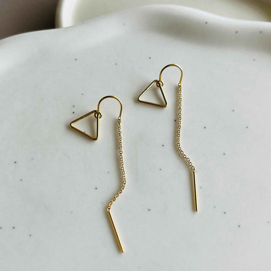 TRIANGLE THREADER EARRINGS