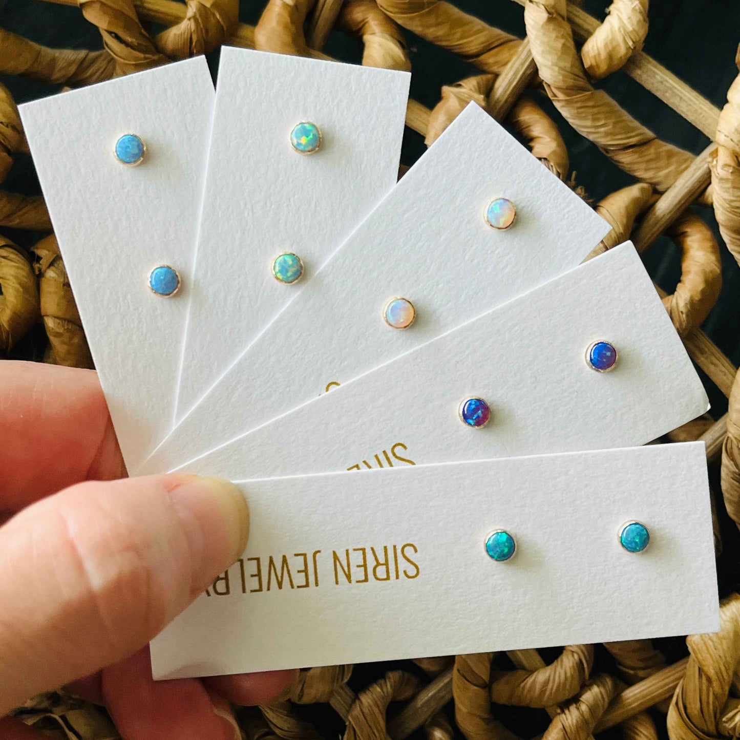SMALL OPAL STUD EARRINGS