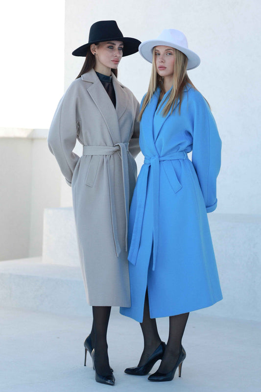 Classic Brushed Cashmere Wool Blend Overcoat in Beige