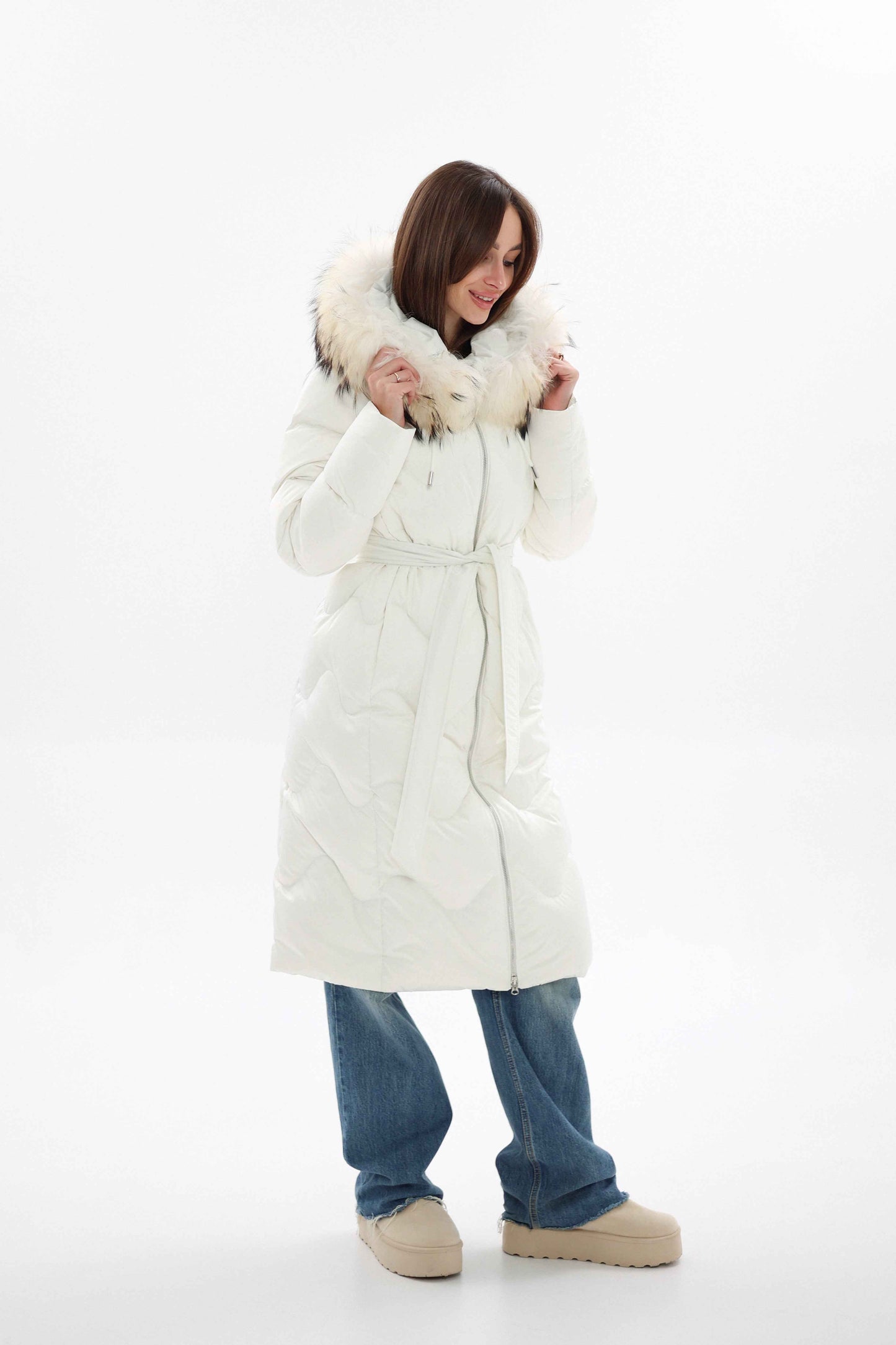 Genuine Fur Trim Down Fill Coat