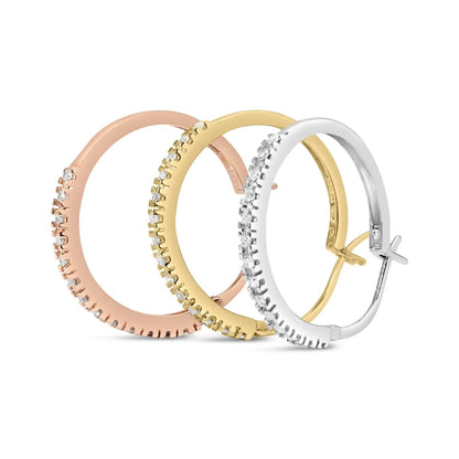 14K Three-Tone Gold Diamond Trio Hoop Earrings - 22 MM - Solstik