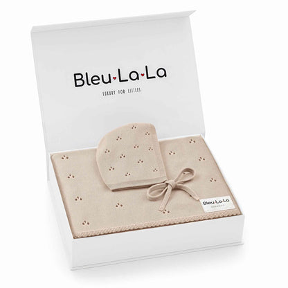 Organic Pointelle Swaddle Blanket + Hat Gift Set