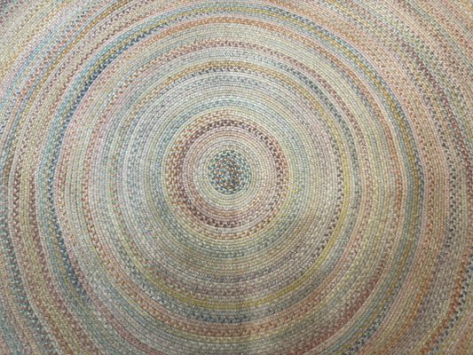 Large American Round Braided Rug 10x10, Multicolor, Vintage, Mid Century, Hand Braided