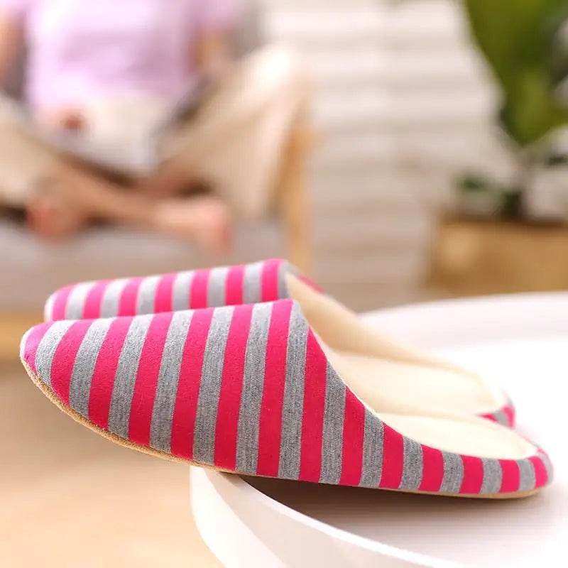 Soft Bottom Striped Indoor Home Slippers for Autumn/Winter - Solstik