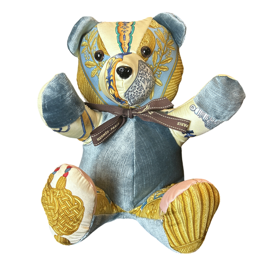 Qu’Importe le Flacon Vintage Silk Scarf Patchwork Teddy Bear - Solstik