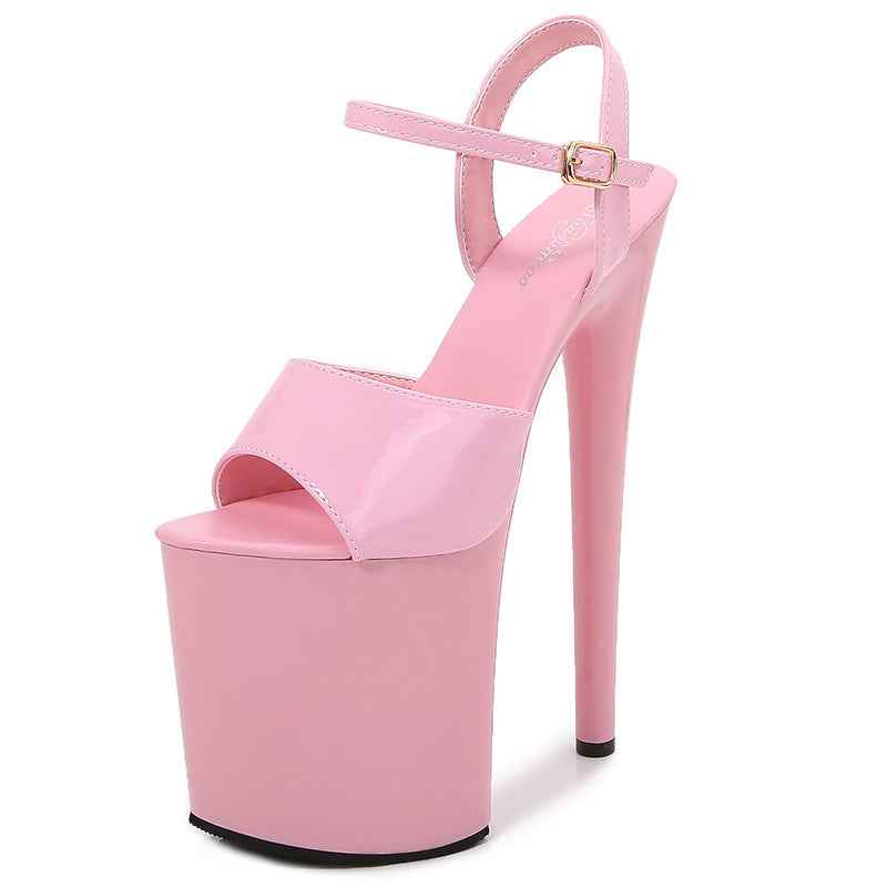 Patent Leather 20cm Extra High Heels Stiletto Peep-toe Platform Platform Super High Sandals