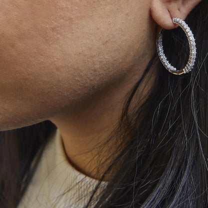 14K Princess Cut Diamond Hoop Earrings - Solstik