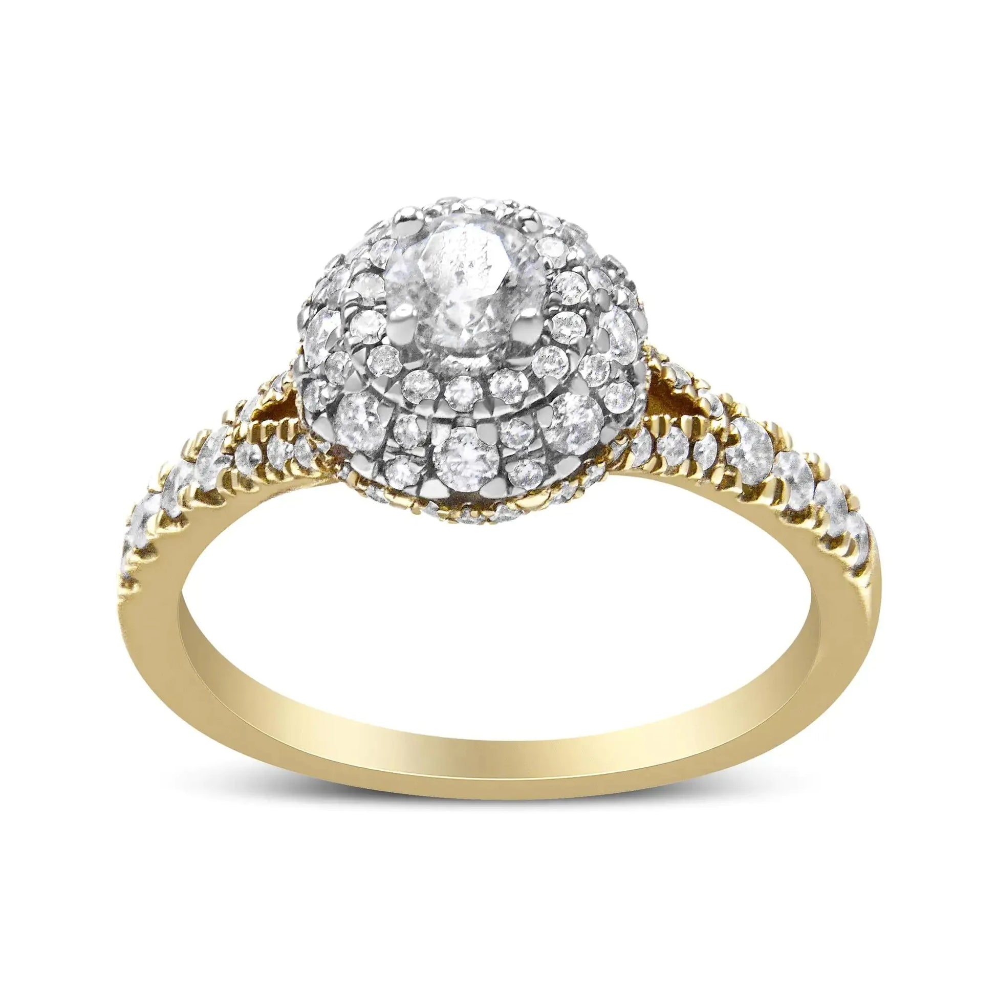 14K Dual Gold 1ct Diamond Halo Engagement Ring - Solstik