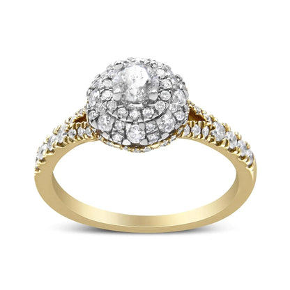 14K Dual Gold 1ct Diamond Halo Engagement Ring - Solstik