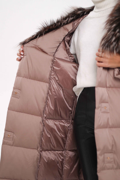 Rei Silver Fox Fully Lined Hood Down Coat in Blush