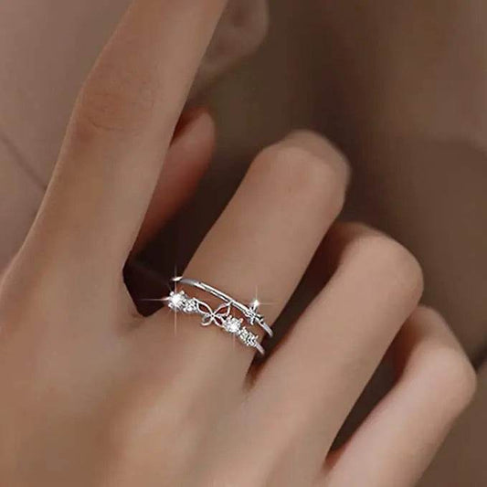 Women's Fashion Double Layer Butterfly Diamond Ring Set - Solstik