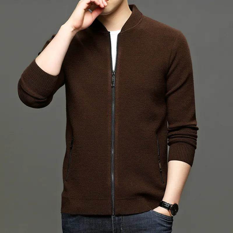 Men's Fashion Solid Color Knitted Jacket for Business - Solstik