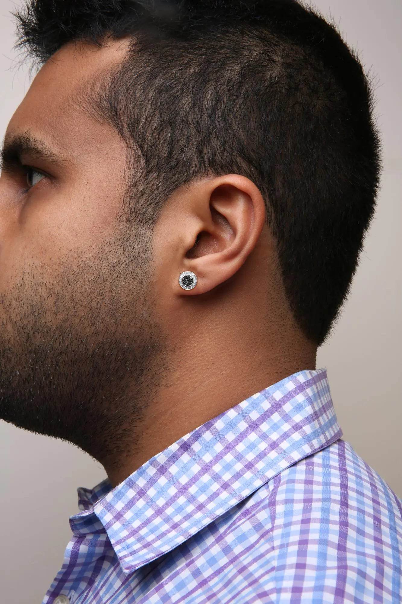 Men's 10K Gold Dual-Tone Diamond Stud Earrings - Solstik