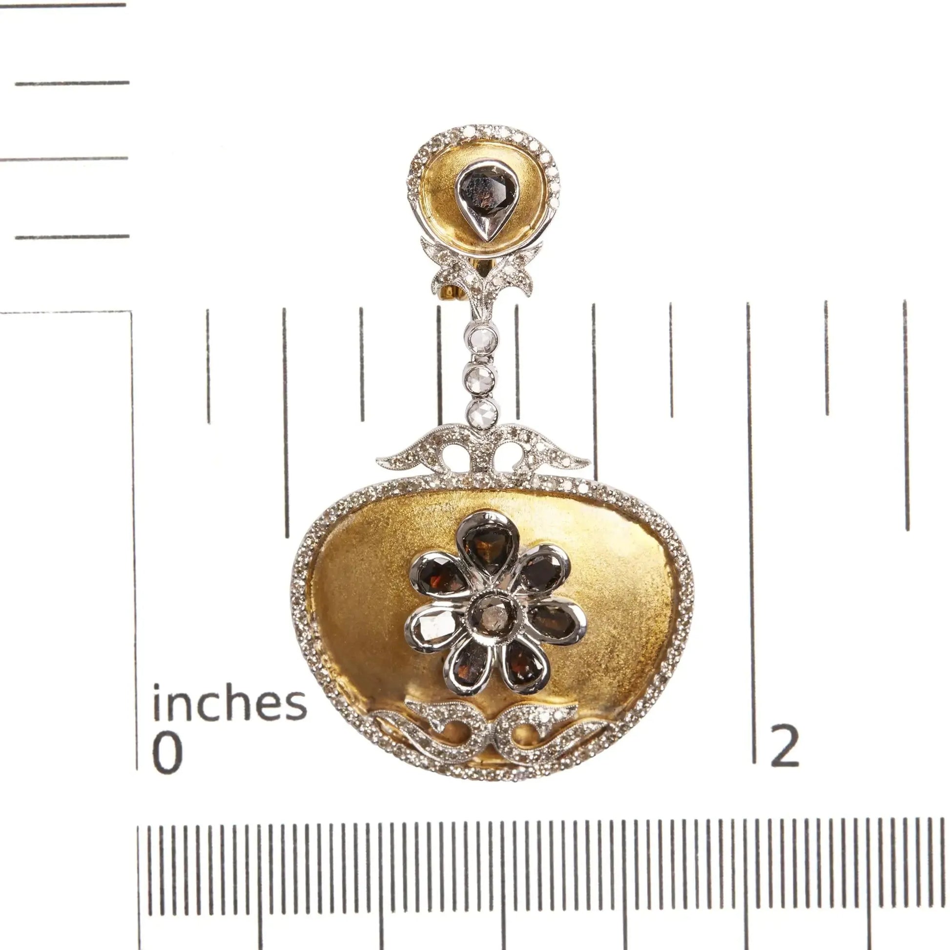 14K Gold Medallion Rose Cut Diamond Earrings - Solstik