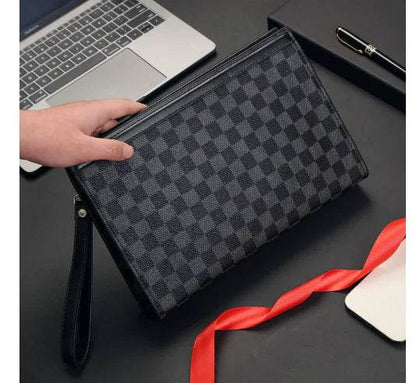 Men's Soft PU Plaid Business Casual Clutch Bag - Solstik
