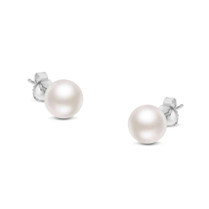 14K Gold Akoya Pearl Stud Earrings - Select Your Size - Solstik