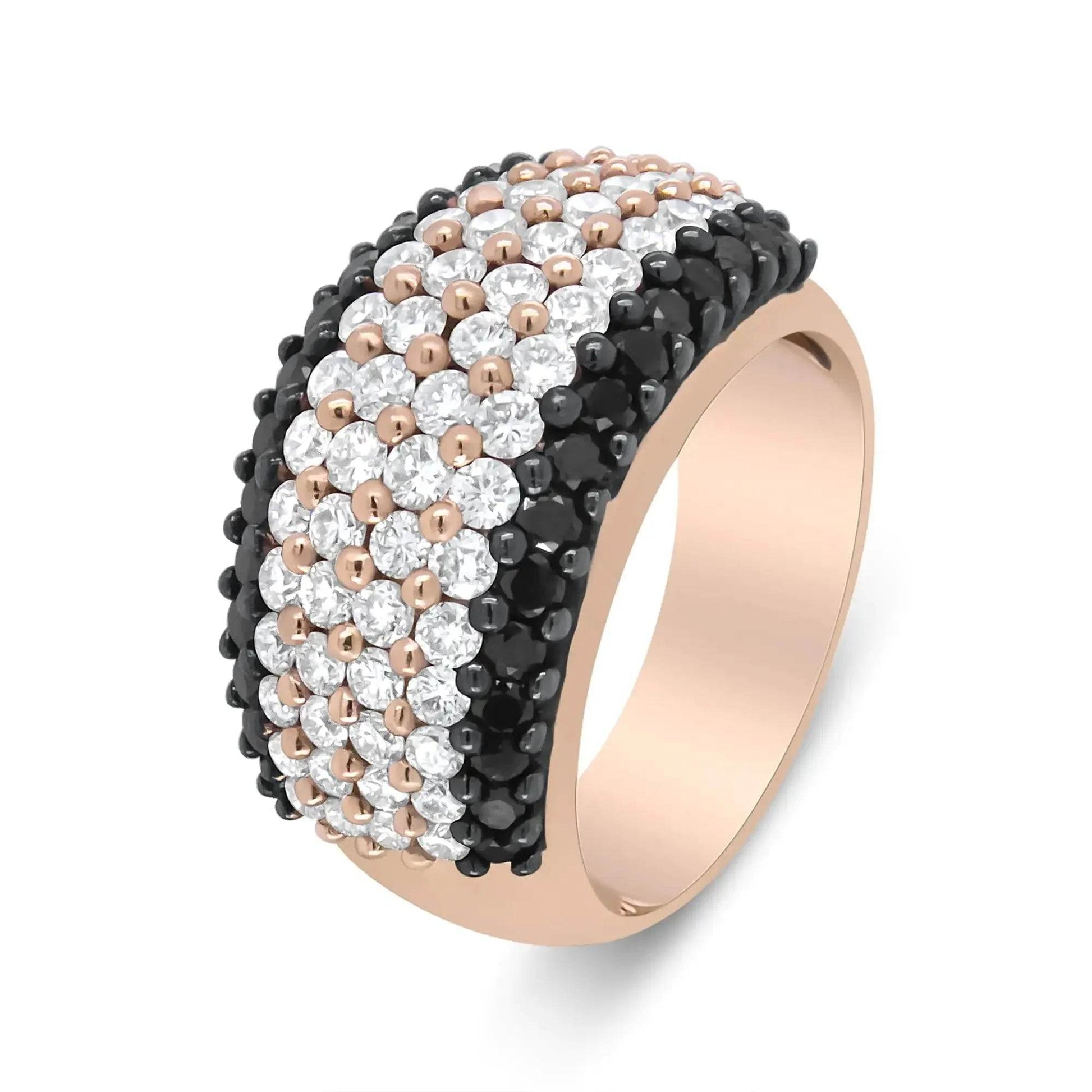 18K Rose Gold Dual-Tone Diamond Ring - Solstik