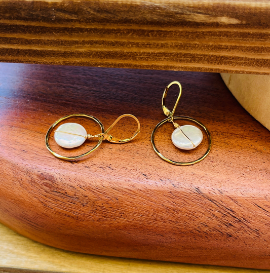 SEAGLOW COIN PEARL EARRINGS