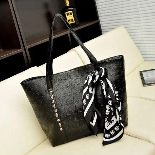 Skull Print Shoulder Tote Style Handbag - Solstik