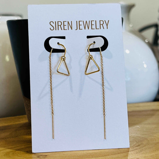 TRIANGLE THREADER EARRINGS