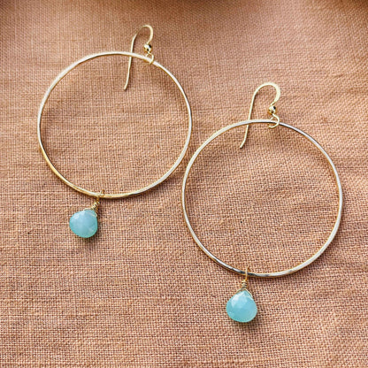 AQUA CHALCEDONY HOOP EARRINGS