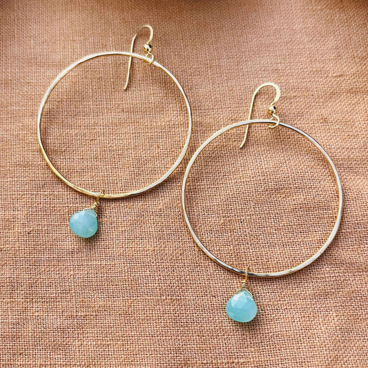 AQUA CHALCEDONY HOOP EARRINGS
