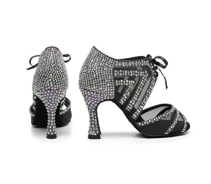 Women's Soft Bottom Latin Dance Shoes Black High-heeled