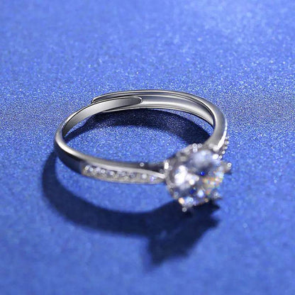 S925 Moissanite 1ct Snowflake Silver Ring - Solstik