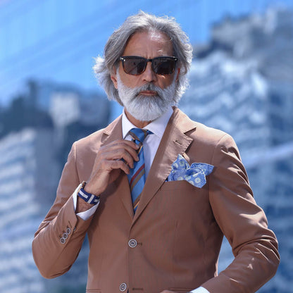 Assisi - Double Sided Silk Pocket Square - Sky Blue - Solstik